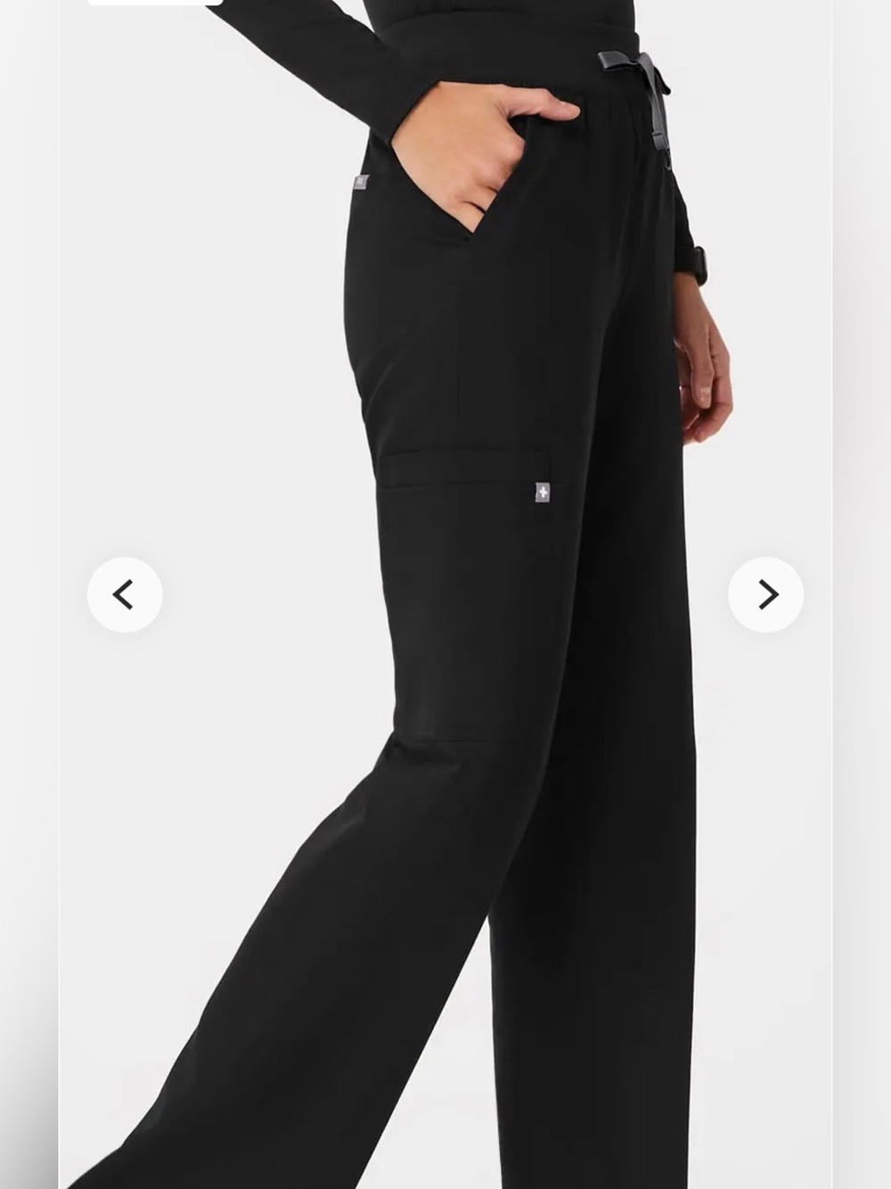 FIGS - “Isabella” WIDE-LEG Black Women's scrub pants with Drawstring Waist